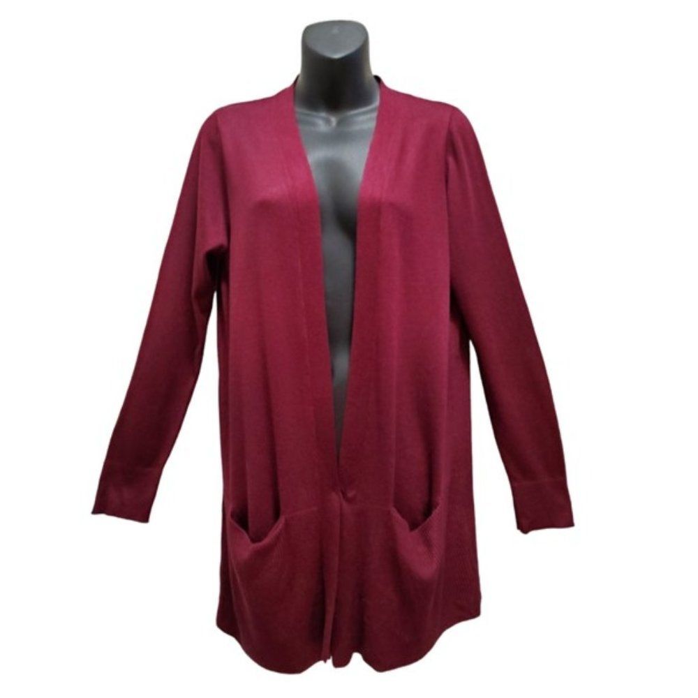 NWT Pink Republic Merlot Open Front Cardigan Sweater Pockets M Cozy Girl Hygge